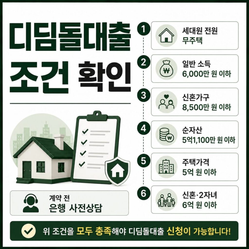2026년 디딤돌대출 조건 소득 자산 주택가격 체크리스트