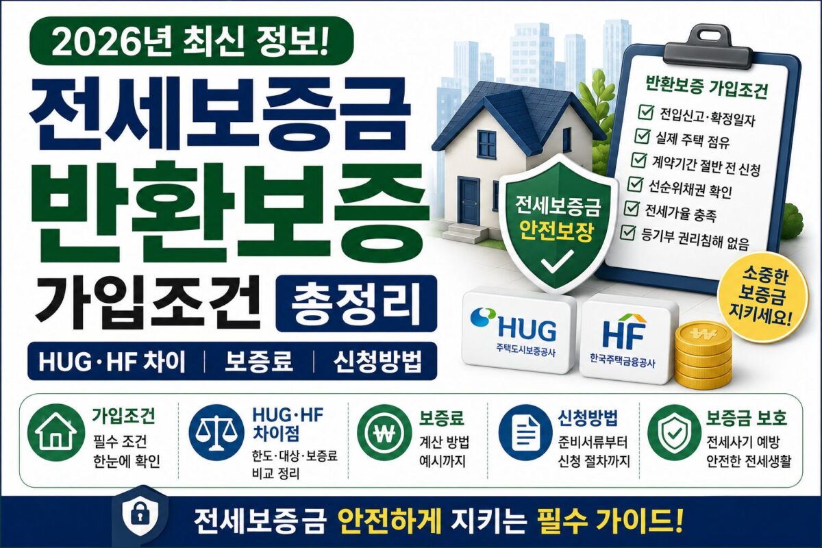 전세보증금 반환보증 가입조건 총정리｜2026년 HUG·HF 차이·보증료·신청방법 썸네일