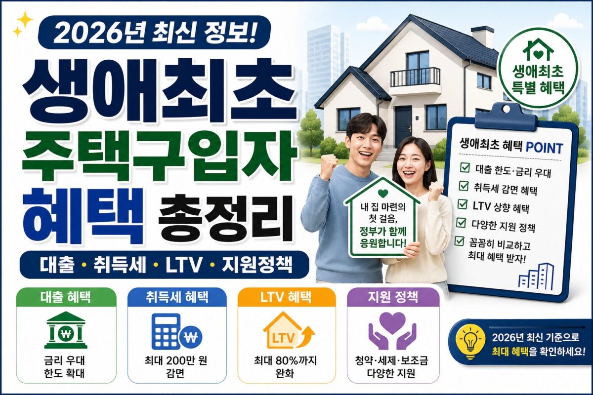 생애최초 주택구입자 혜택 총정리｜2026년 대출·취득세·LTV·지원정책 썸네일