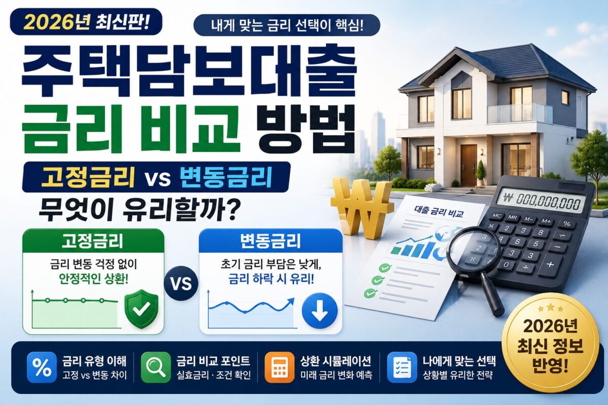 주택담보대출 금리 비교 방법｜고정금리 vs 변동금리 무엇이 유리할까? (2026) 썸네일