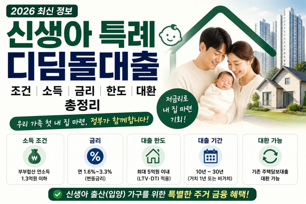 신생아 특례 디딤돌대출 조건｜소득·금리·한도·대환 총정리 (2026) 썸네일