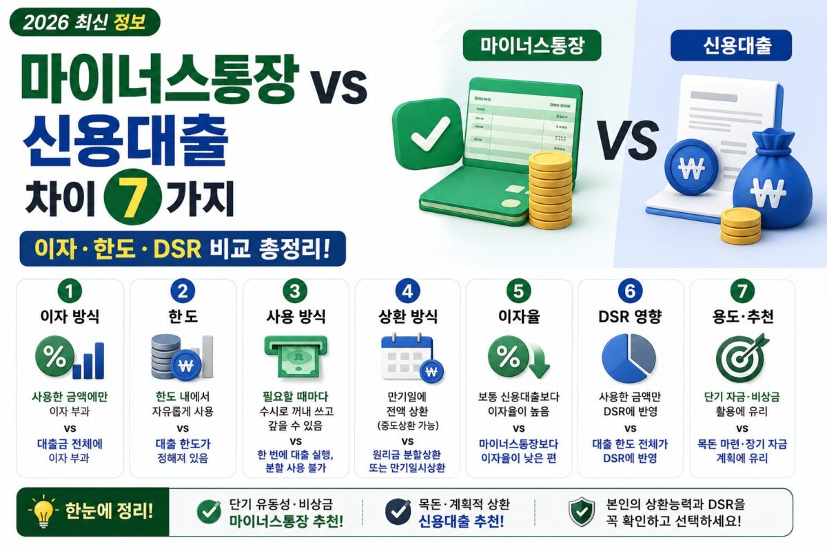 마이너스통장 vs 신용대출 비교