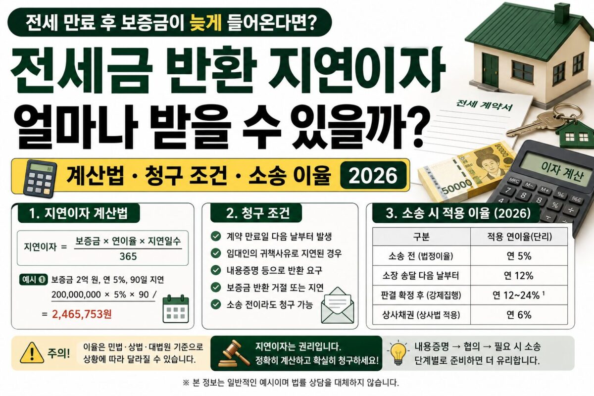 전세금 반환 지연이자 얼마나 받을 수 있을까?｜계산법·청구 조건·소송 이율 정리 (2026) 썸네일