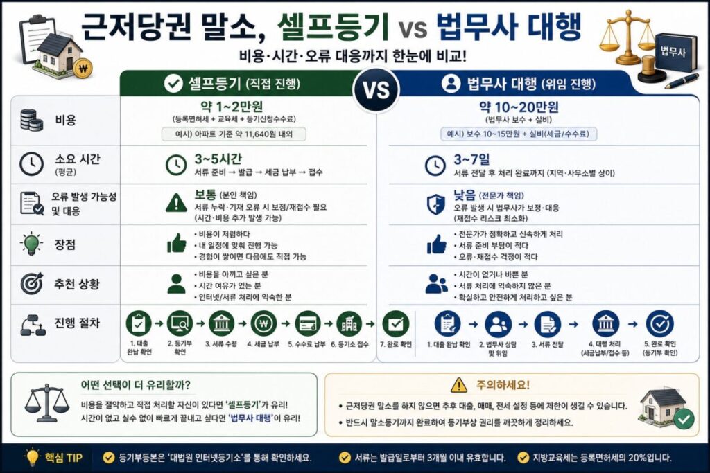 근저당권 말소 셀프등기와 법무사 대행 비용 비교